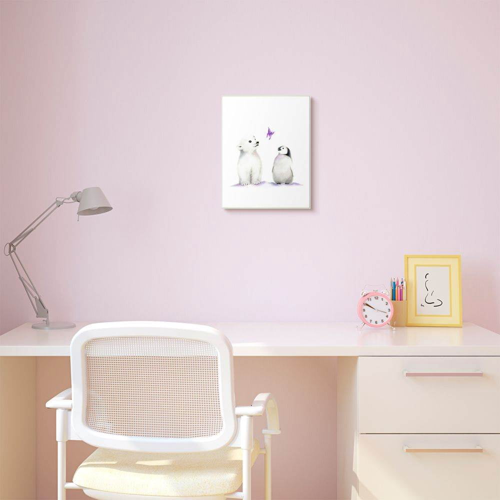 The Kids Room by Stupell Cute Cartoon Baby Polar Bear And Penguin Zoo Animal Painting Wall Plaque Art by Studio Q by Studio Q