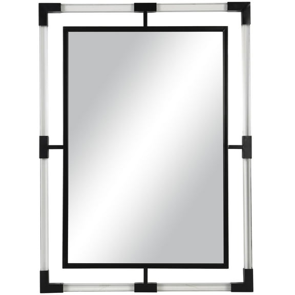 DecMode 28" x 38" Black Double Framed Wall Mirror with Acrylic Frame