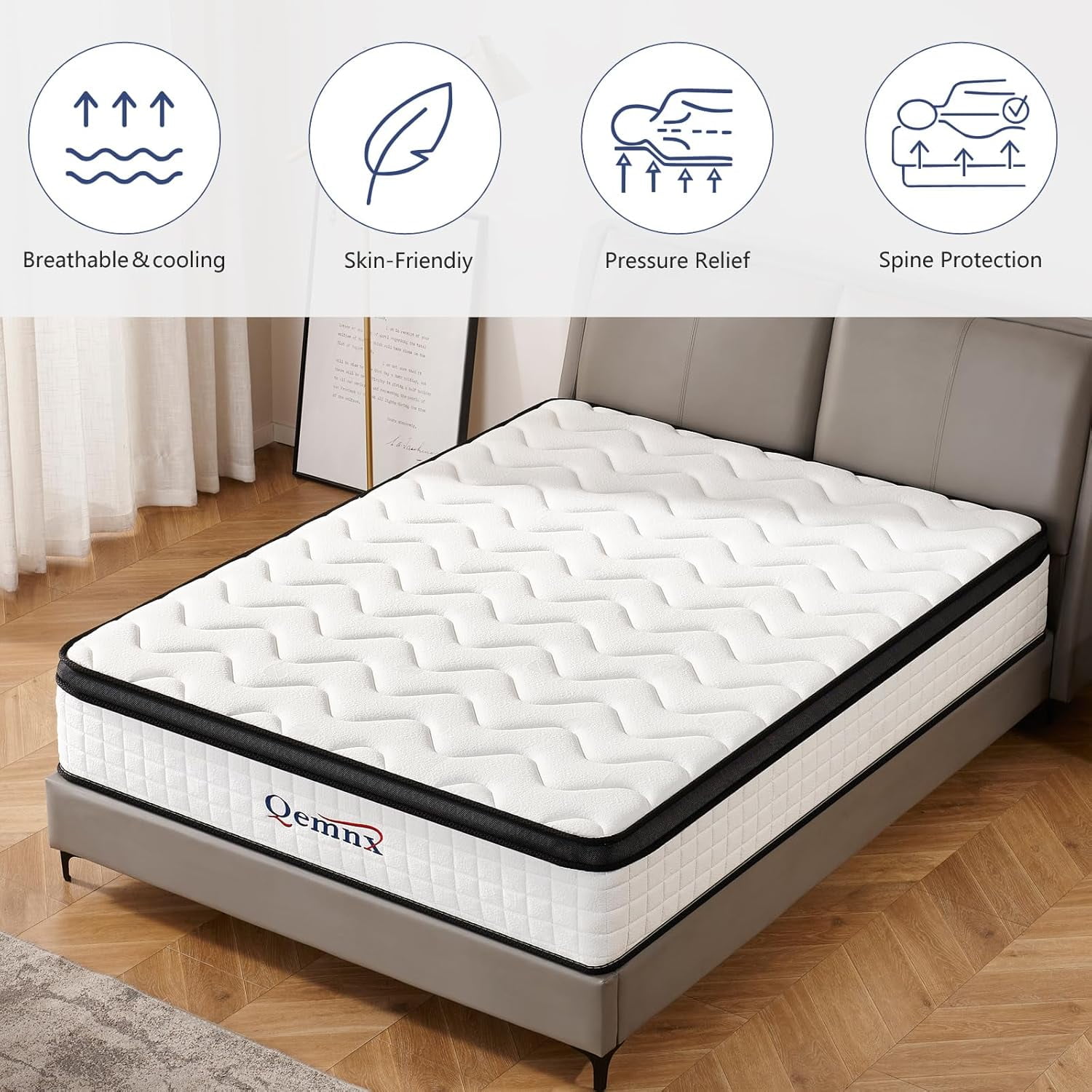 12 Inch King Size Mattress, Medium Firm Mattress for Cool Night & Pressure Relief,Edge Support Pressure Relief with Motion Isolating, Ships Compressed