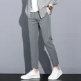 thumbnail image 3 of Pantalones de traje de sastrería social negros para hombre, pantalones de verano para hombre de negocios, 9 pantalones cortos, de alta calidad, antiarrugas, baratos, clásicos y elegantes, 3 of 5