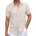 thumbnail image 3 of Mens Dress Shirts Summer Short Sleeve Jacquard Button Down Collared Business Casual Formal Work Shirt, 3 of 6