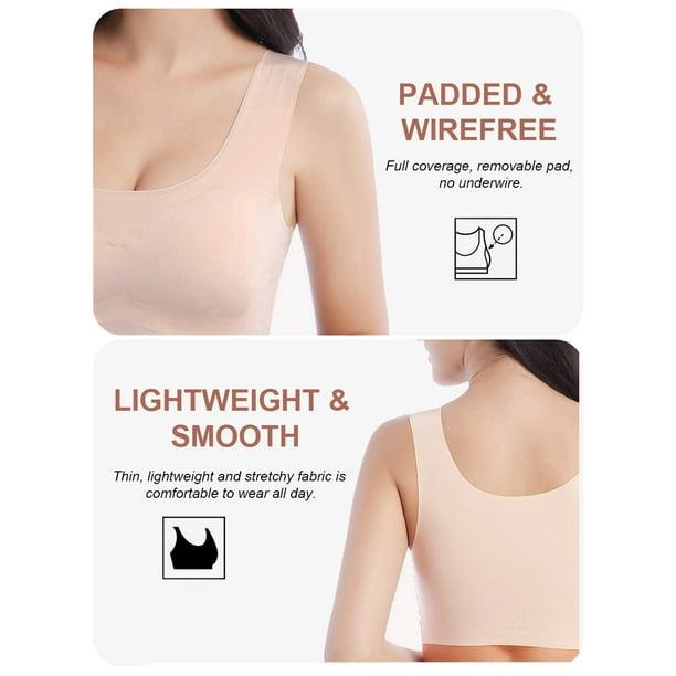 ammoon Women Comfortable Bra Plus Size Wirefree Soft Lightweight Tank Tops  Sleep Bras 