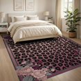 thumbnail image 3 of ODIKA Cheetah Spotted Design Bordered With Decorative Bloom Details for King Size Bedroom, Master Suite, Under Bed, Foldable Easy Care, 3 of 7