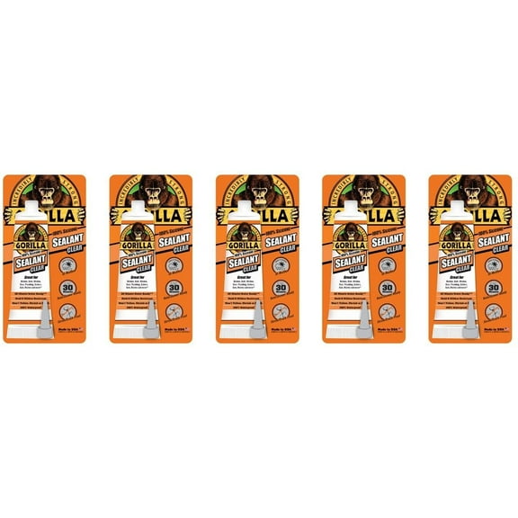 Gorilla Glue Silicone Sealant 8090001-5 - Clear - 5 Pack, 2.8 oz