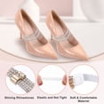 thumbnail image 3 of Uxcell 4 Pairs High Heels Shoe Straps, Rhinestone Elastic Shoe Straps Heels Detachable Ankle Straps Replacement Shoelace Crystal for Women Loose Slippers Sandals, Blanco+Plata, 3 of 7