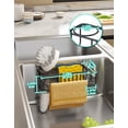 thumbnail image 2 of HapiRm 4 in 1 Adhesive Sponge Holder Sink Caddy, SUS304 Stainless Steel Sink Basket Brush Holder + Dish Cloth Hanger + Soap Rack + Sink Stopper Holder ,Two Installation Ways Kitchen Sink Caddy - Black, 2 of 7