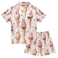 thumbnail image 2 of FORMRS Kids Short Sleeve Top and Pants Pajama Set Unisex Satin 2-Piece Sleepwear, Sizes 5-6Y, Pink Ice Cream Pattern, 2 of 8