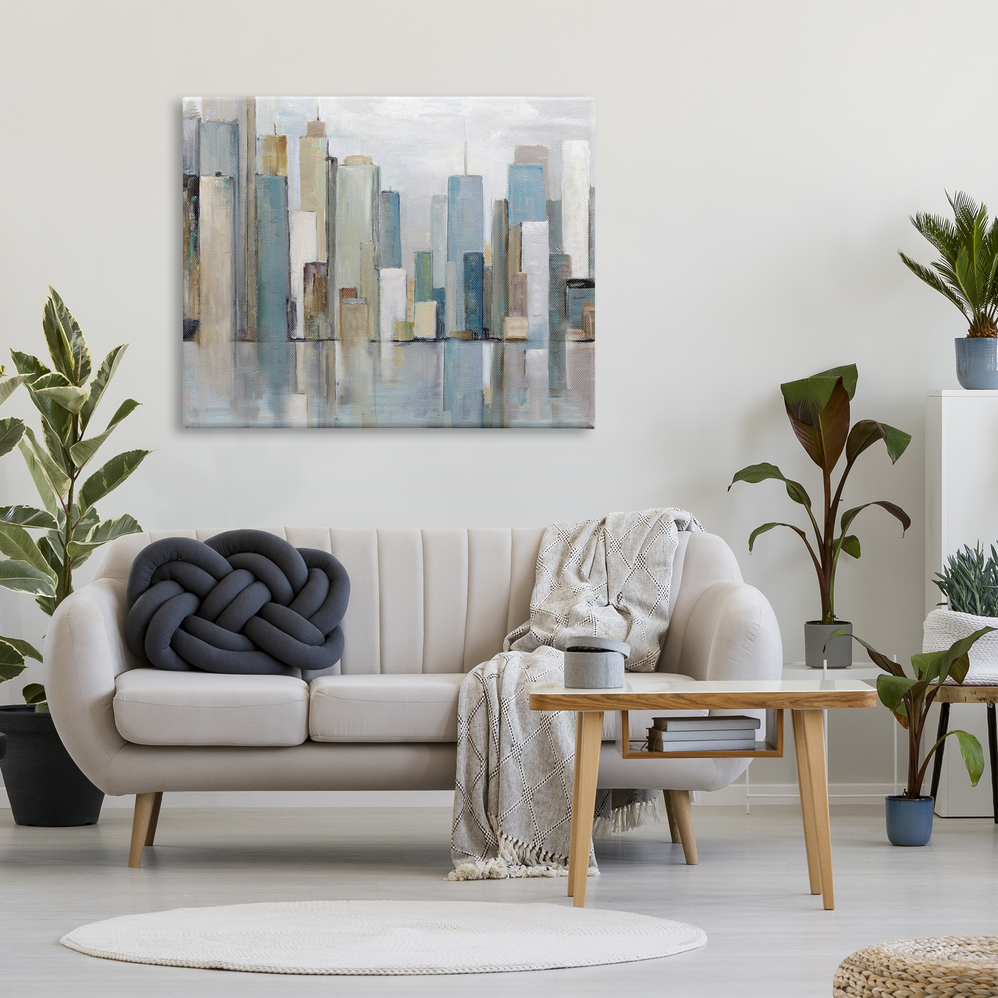 Stupell Industries Abstract Cityscape Buildings Abstract Painting Gallery Wrapped Canvas Art Print Wall Art, 48 x 36