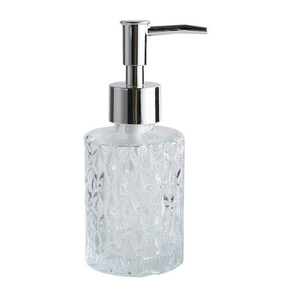 lanema 160ml Clear Glass Round Bottles with Hand Soap Dispenser Container for Essential Oils Lotions Liquids Cream