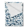thumbnail image 2 of Whales Soft Flannel Fleece Blanket, Various Types of Sharks and Mammal Fish with Narwhal on Plain Background, Cozy Plush for Indoor and Outdoor Use, 50" x 70", White and Night Blue, by Ambesonne, 2 of 5