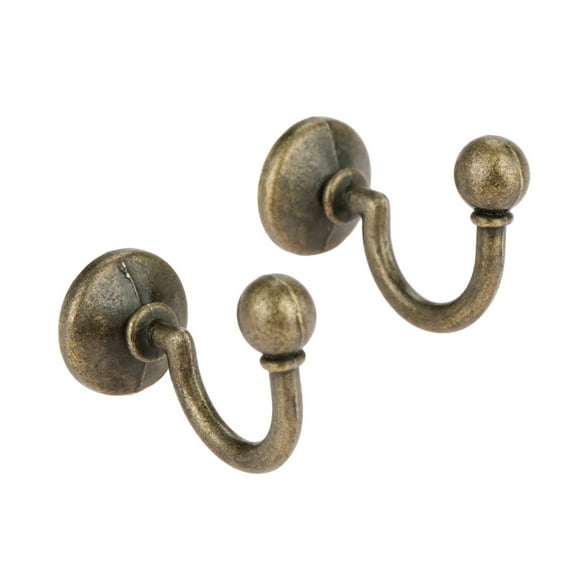 2Pcs Antique Bronze Hooks Alloy Wall Hanger Hat Coat Robe Hooks Bathroom Kitchen Hooks Hanger Hardware w/Screws 32*23mm