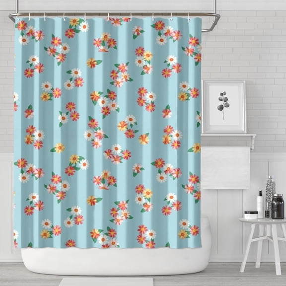 Pioneer Flower Floral Print Pattern Shower Curtain 84"x72", Bathroom Decorative Shower Curtain Set with 12 Hooks, Waterproof Washable