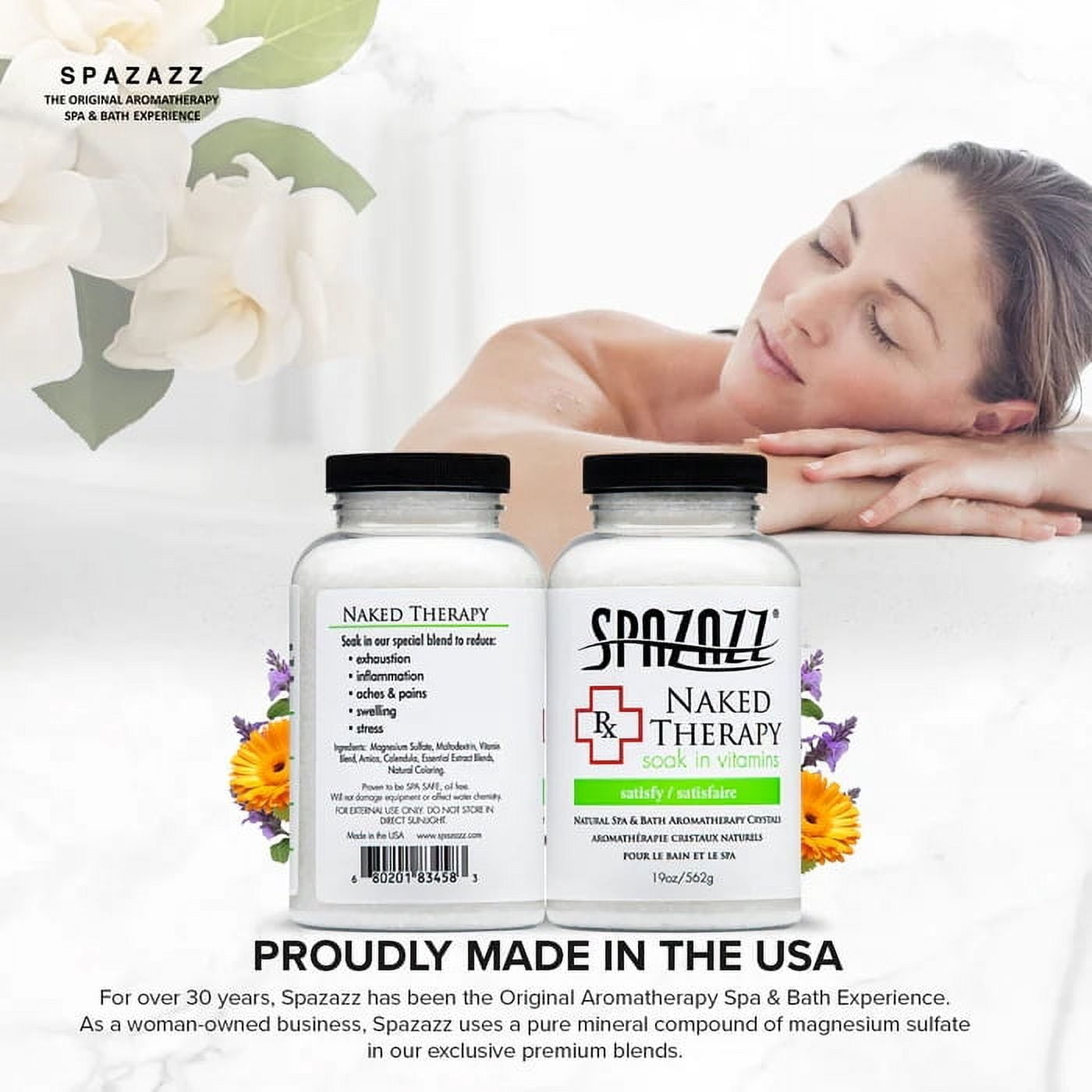 Spazazz Aromatherapy Spa and Bath Crystals - Naked Therapy 19oz (2 Pack)