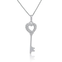 1/7 CTTW Sterling Silver White Diamond key necklace pendant