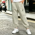 thumbnail image 3 of Bixock Boys Sweatpants High Waist Cargo Pants Kids Jogger Elastic Waist Solid Color Side Pocket Loose Breathable Outdoor Hiking Casual Daily Activity Wear Size 9-10Years, 3 of 6