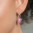 thumbnail image 3 of Gem Stone King Keren Hanan 9.06 Ct Heart Shape 10mm Pure Pink Mystic Topaz 925 Silver and 10K Yellow Gold Lab Grown Diamond Infininty Dangle Earrings, 3 of 3