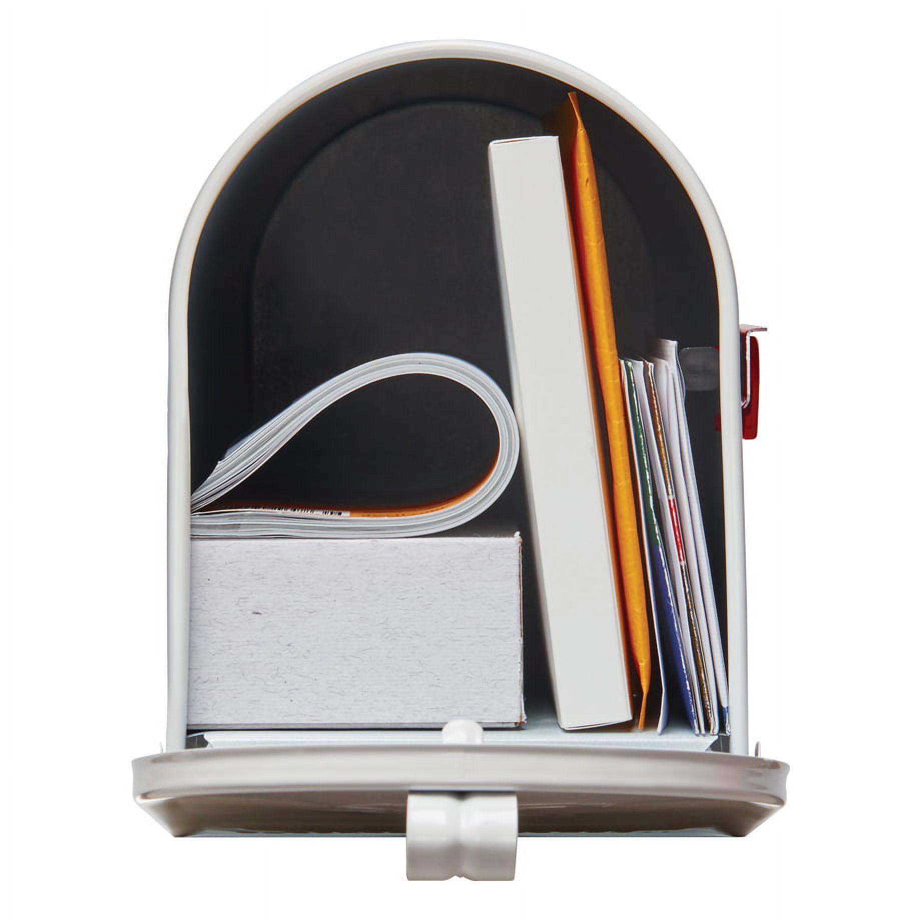 Architectural Mailboxes Elite Galvanized Steel, Medium, Post-Mount Mailbox in White