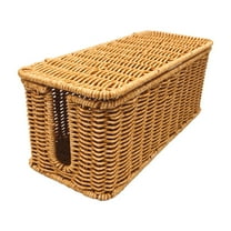 Storage Box Imitation Vine Woven Storage Box Hollow Washable Desktop Organizer Basket for Living Room Bedroom Office Multi Functional Use with Flip Cover Plastic Material Woven Basket