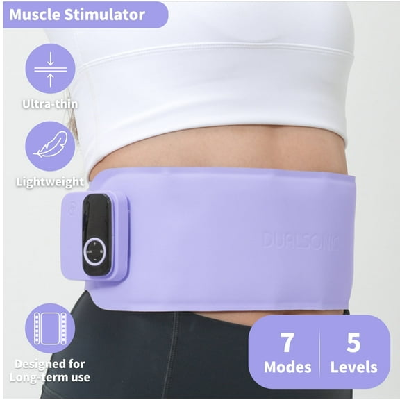 DUALSONIC Fit-Up EMS Belt - Muscle Stimulator for Abs, Home Fitness Device, Workout Equipment for Training Exercise, Waist Trimmer, Muscle Toner, Purple