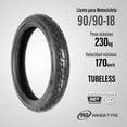 thumbnail image 2 of Set Llantas Wanda P822 90/90-18 Tubeless 57R negro M, 2 of 4