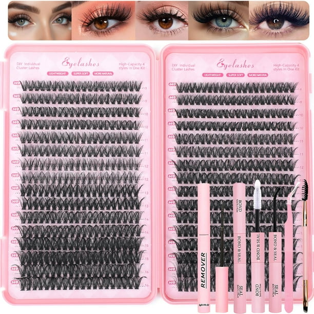 Kit de racimos de pestañas OLLAVO, 640 unidades, 9-16 mm, rizos en D, esponjosos
