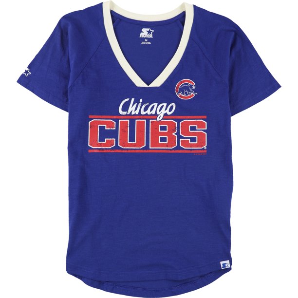 STARTER Camiseta gráfica con logotipo de los Chicago Cubs para mujer, azul, mediana