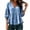 Blue, variant on Guluxicc Women's Linen Blosures Loose Ruffled Bottom V Neck Short Bubble Sleeve Tops for Everyday Wear Spirng Summer Casual Outfits