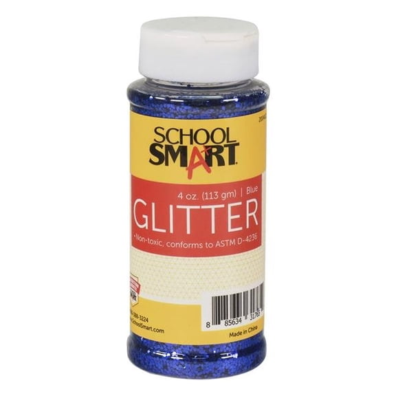 School Smart 2004122 4 oz Jar Craft Glitter, Blue
