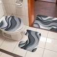 thumbnail image 5 of Gray White Bathroom Rugs Set Geometric Abstract Gradient Ocean Wave Modern Non Slip Absorbent Soft Bath Mats 3 Piece Set with Bathroom Rug, U-Shaped Floor Mat, Toilet Seat Cover Large Size, 5 of 9