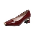 thumbnail image 2 of Byworldtasic Women's Block Heel Loafers Fashion Slip On Square Toe Non Slip Low Chunky Heel Dress Office Pumps, 2 of 9