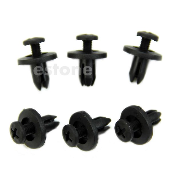 Nuevo guardabarros de parachoques de coche, sujetadores de remaches de plástico negro con orificio de 6mm para 10 Uds.