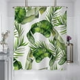 thumbnail image 5 of Shower Curtain Polyester Waterproof with Stereoscopic Tropical Leaf & Flower Print - Water-Repellent Bathroom Curtain with Hooks, Easy Care, 5 of 6