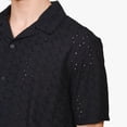 thumbnail image 2 of Brooklyn Cloth Men's Woven Eyelet Camp Collar Shirt, Breathable, Button Down, Black, Small, 2 of 4