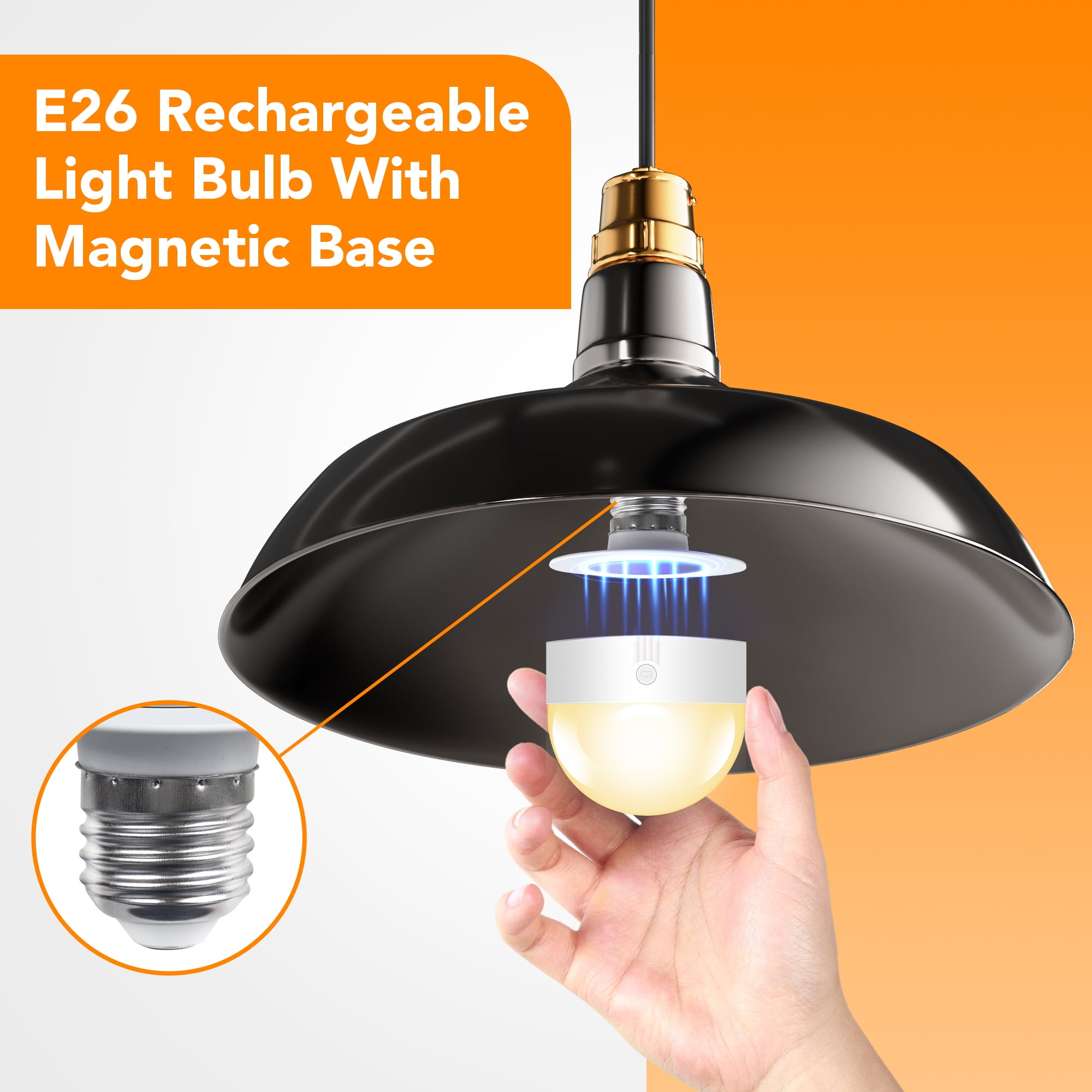 VOLIVO Rechargeable Light Bulb with Remote,Backup Bulb for Sconces and Lamps,Magnetic Bulbs for Non-Hardwired Fixture,E26,3 Color Temperatures + RGB Colors,Dimmable, 4 Pack