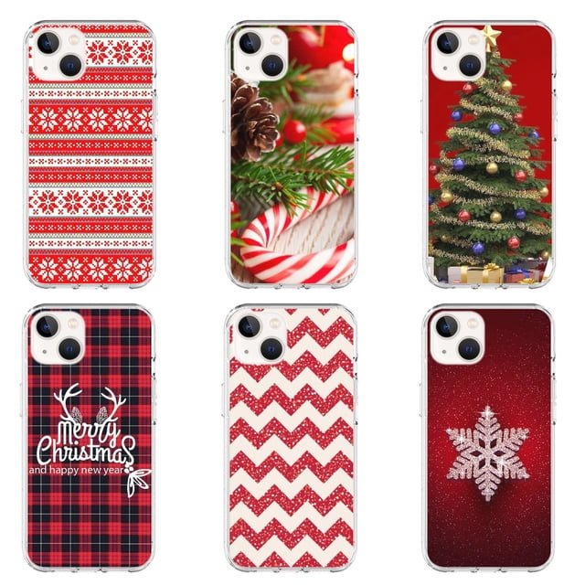 Funda transparente con diseño de árbol de Navidad rojo para iPhone 14, 13, 12, 11 Pro Max, mini, XS, XR, X, 8, 7, 6S, 6 Plus