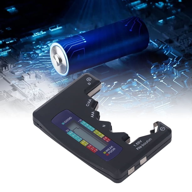 Bateríatester Digital, Probador De Pilas De Botón Para Baterías De 1.5V 9V, Probador De Baterías Medidor De Batería Preciso Para Pilas AA AAA C D 6F22 Y Acumuladores
