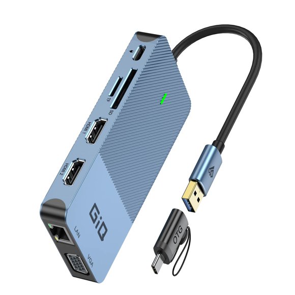 Estación de acoplamiento USB Giq USB 3.0 con doble HDMI y VGA