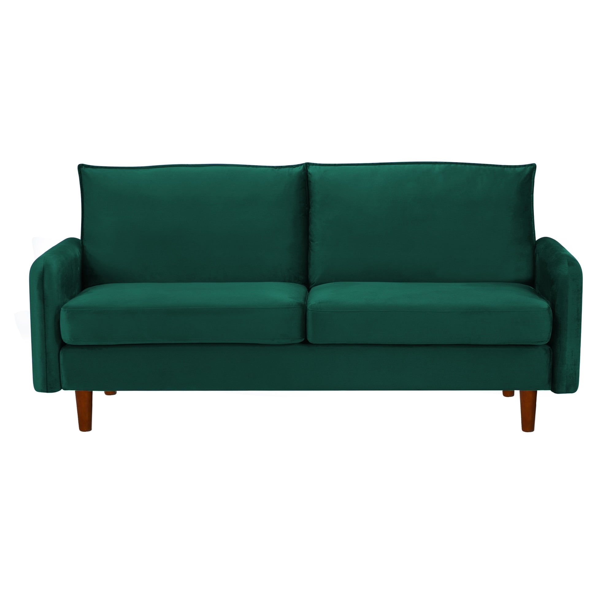 Private Jungle Mid Century Modern Velvet Loveseat Sofa with Wood Legs for Small Spaces (Green) Private Jungle Mid Century Modern Velvet Loveseat Sofa with Wood Legs for Small Spaces (Green)