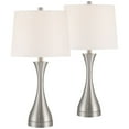 thumbnail image 2 of 360 Lighting Koncave 24 1/2" High Modern Table Lamps Set of 2 Silver Brushed Nickel Finish Metal White Shade Living Room Bedroom, 2 of 8
