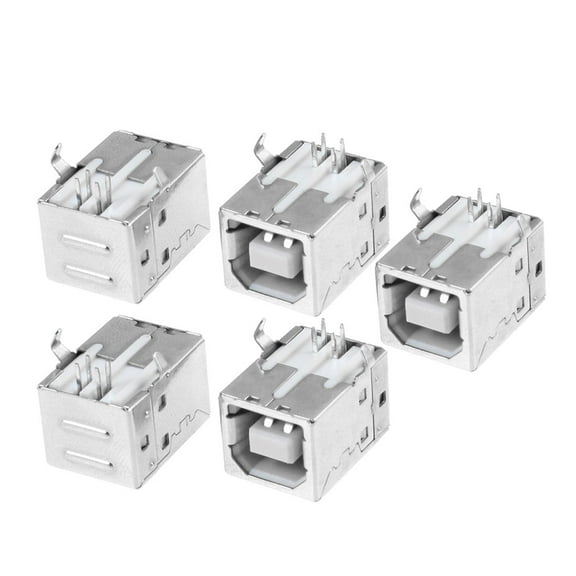 Unique Bargains 5 Pcs USB Type-B Female Right Angle PCB Mount Jack Socket