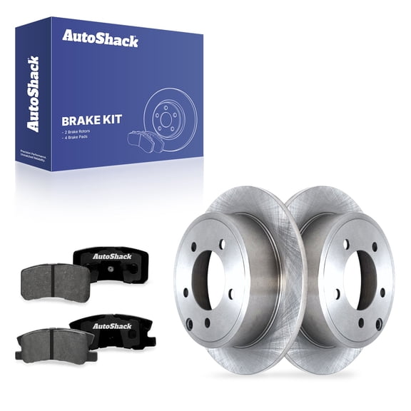 AutoShack Rear Solid Brake Rotors   Premium Ceramic Pads 6-PC Brake Kit Replacement for 2013 Chrysler 200 2017 Jeep Compass 2017 Jeep Patriot 2014-2015 Mitsubishi Lancer 10.31" (262 mm)