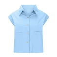 thumbnail image 6 of hotojiny Womens Sleeveless Button down Shirt Summer Cotton Linen Collar Tops Lightweight Solid Blouses with Pockets, 6 of 6
