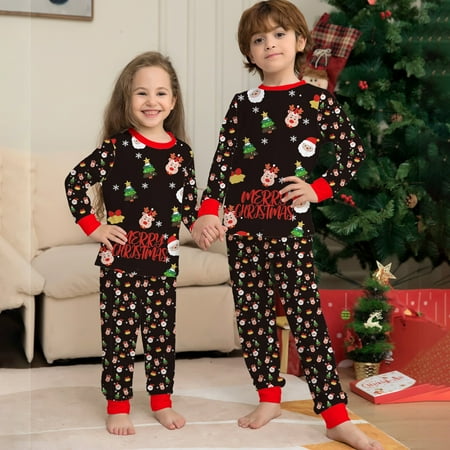 

Christmas Family Pajamas Sleepwear Sets Holiday Sleepwear Matching Pjs for Adults Kids Black 5T