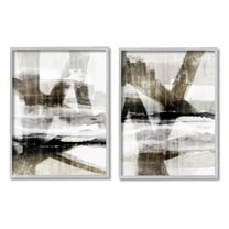 Stupell Industries Abstract Composition Urban Complex Graphic Art Gray Framed Art Print Wall Art, Set of 2, Design by Nina Blue