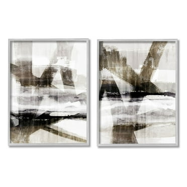 Stupell Industries Abstract Composition Urban Complex Graphic Art Gray Framed Art Print Wall Art, Set of 2, Design by Nina Blue