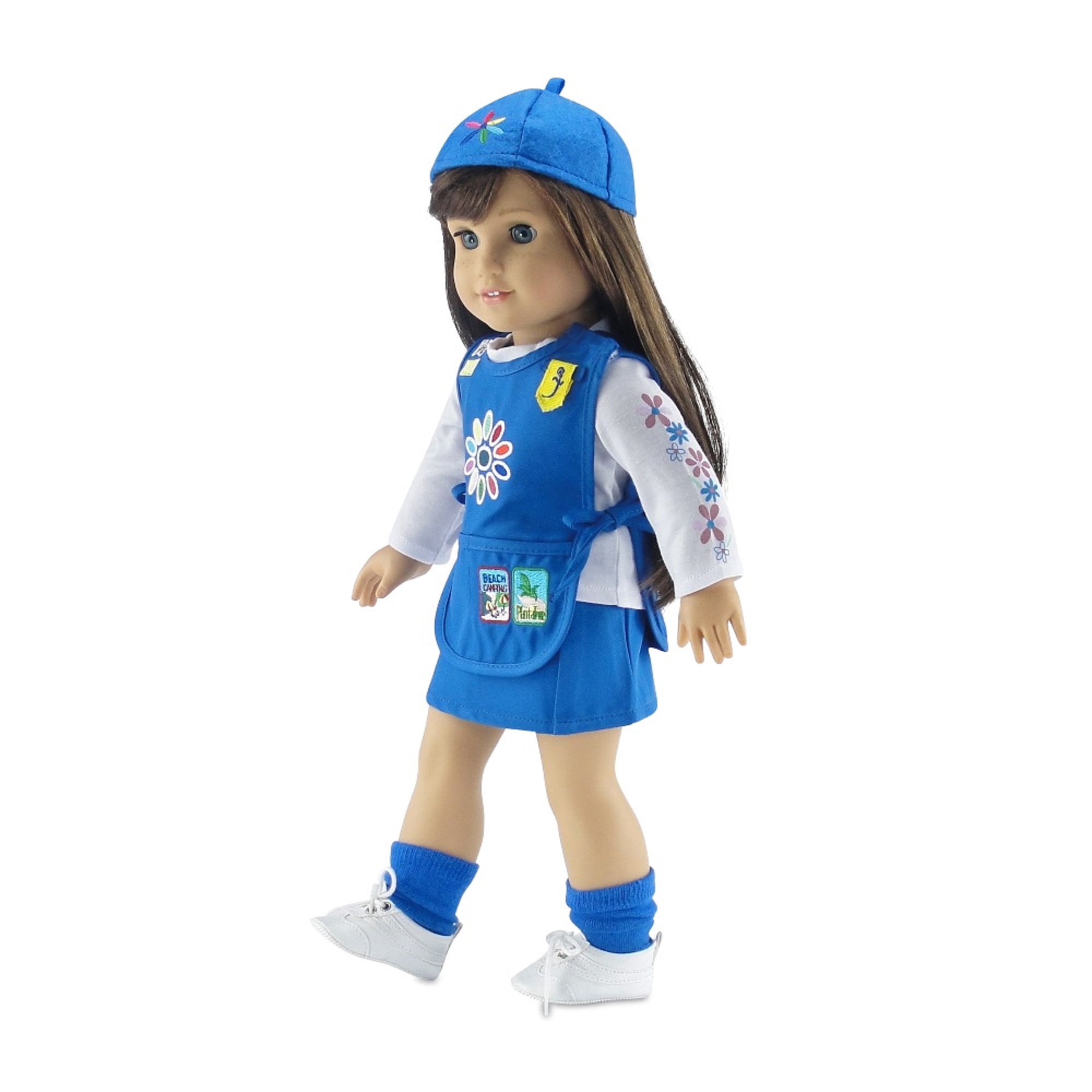 Debs BROWNIE Scout Uniform Skirt Blouse Cap Doll Clothes For 18" American Girl 