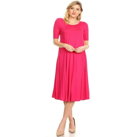 Jersey Knit Surplice Dress - MOA COLLECTION Women's Oversize Solid Casual Comfy Short Sleeve Jersey Knit A-Line Midi Dress