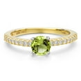 thumbnail image 3 of Gem Stone King 14K Two Tone Gold Green Peridot and Lab Grown Diamond Engagement Ring for Women | 0.71 Cttw | Round 5MM | Gemstone August Birthstone | Size 5, 3 of 6