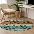 thumbnail image 5 of Light Blue Dog Paws 4ft Round Rug, Farmhouse Vintage Modern Blue Brown Wood Non-Skid Rubber Backing Large Area Rugs - Living Room Bedroom Home Office, Indoor Floor Mat Carpets Washable Rug, 5 of 9
