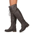 thumbnail image 2 of Nature Breeze FG08 Women Leatherette Over The Knee Lace Up Combat Boot, 2 of 3